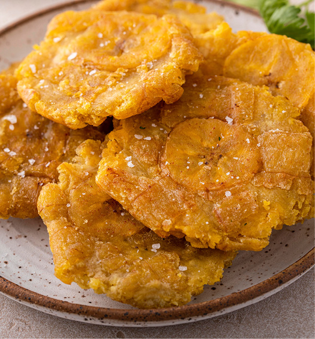 Dried Plantains on a plate sprinkled with salt