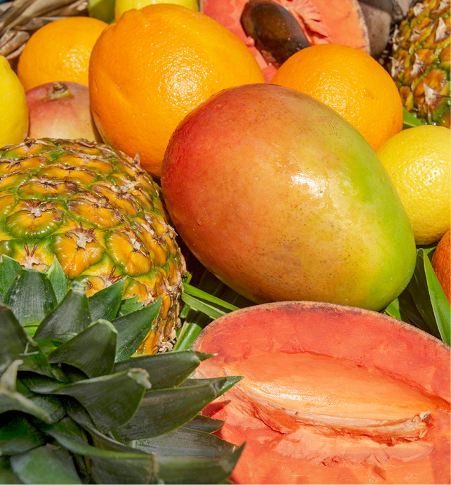 vibrant coloured pile of fruits 