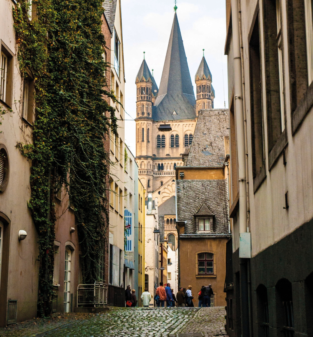 European alleyway view in Cologne