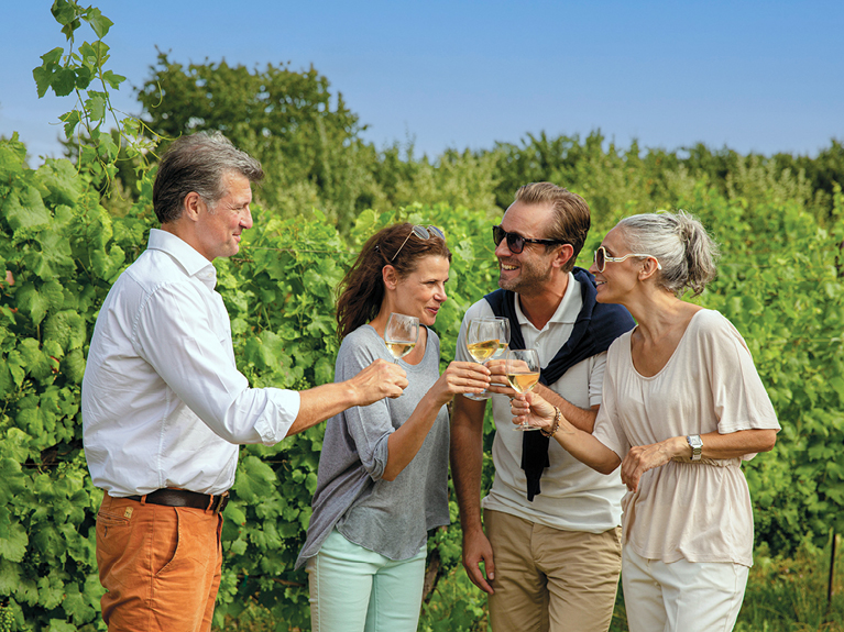 A group of friends enjoying champaigne