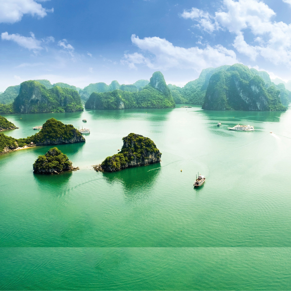 Aerial view of Halong bay in Southeast Asia