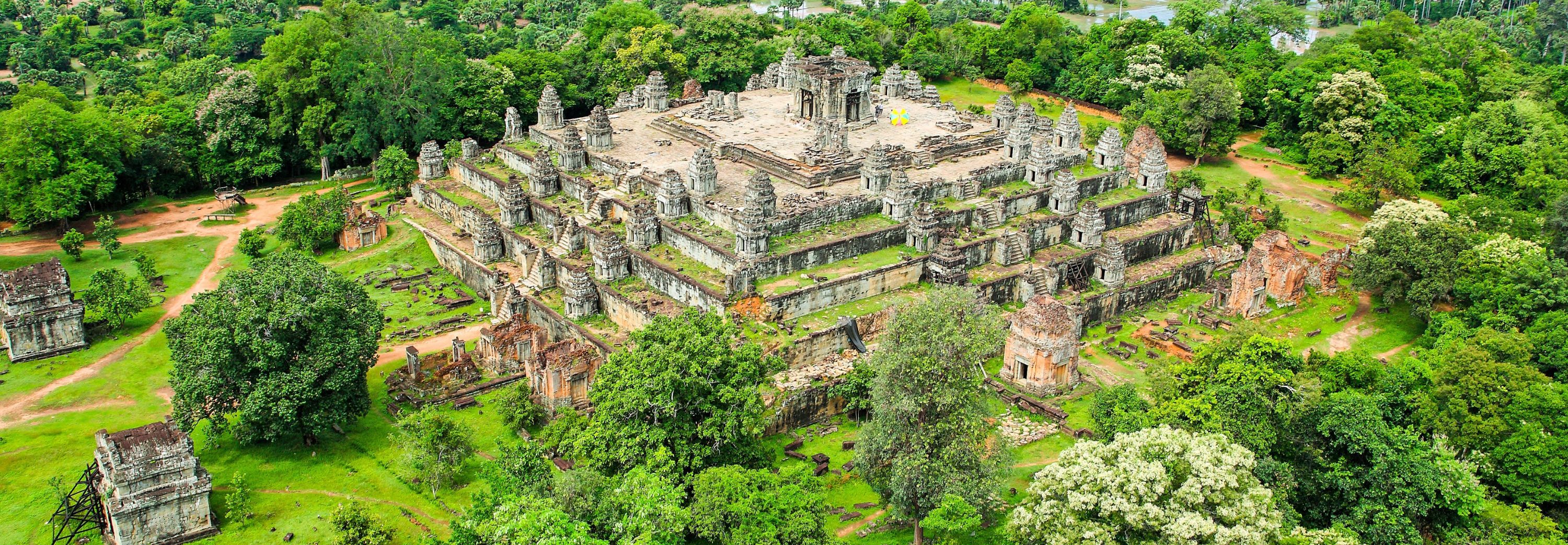 Aerial views of Phnom Bakheng, Siem Reap