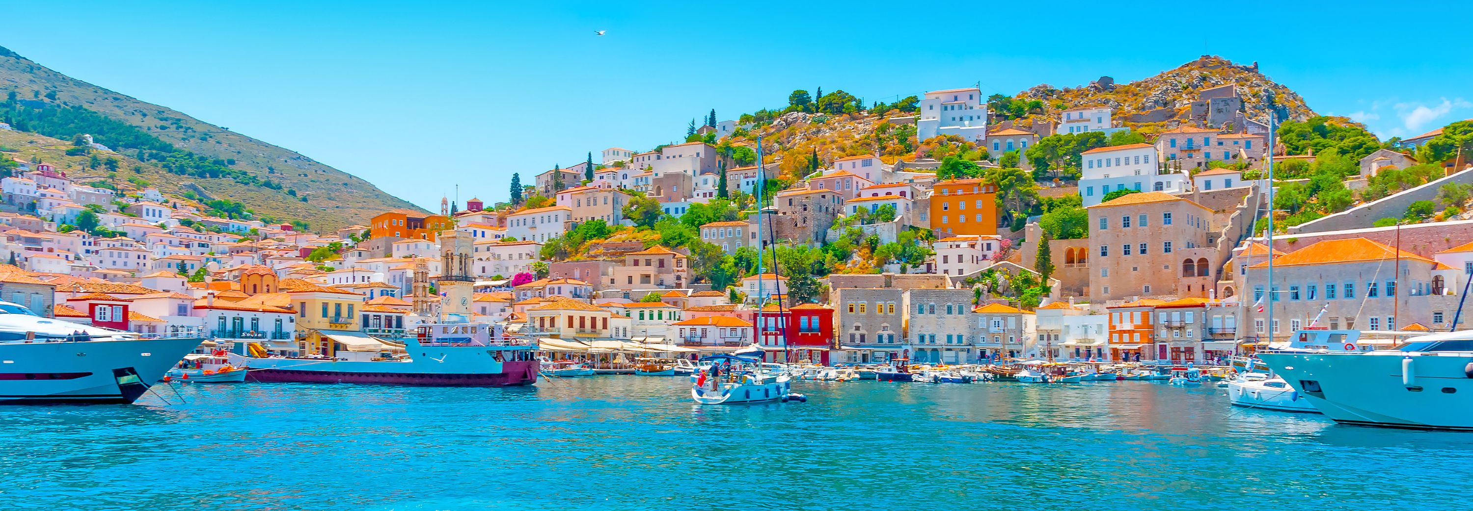 Cruising towards the picturesque port of Hydra
