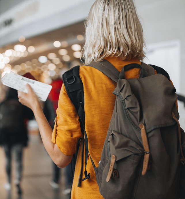 Woman with boarding pass